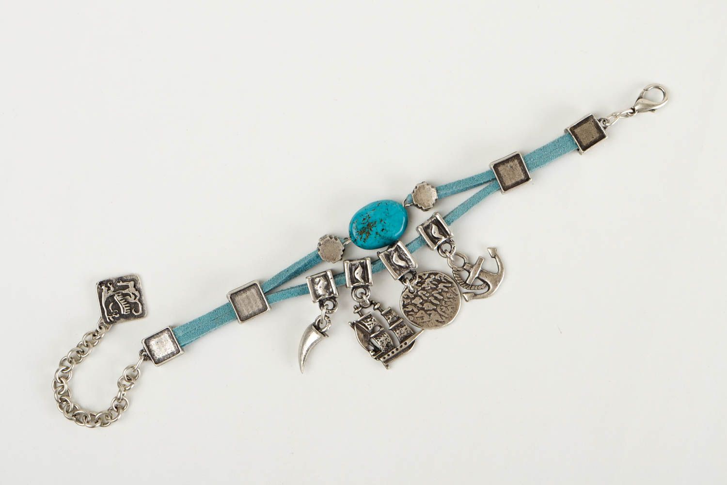 Handmade blaues Modeschmuck Armband aus Metall Designer Schmuck Frau Accessoire foto 4