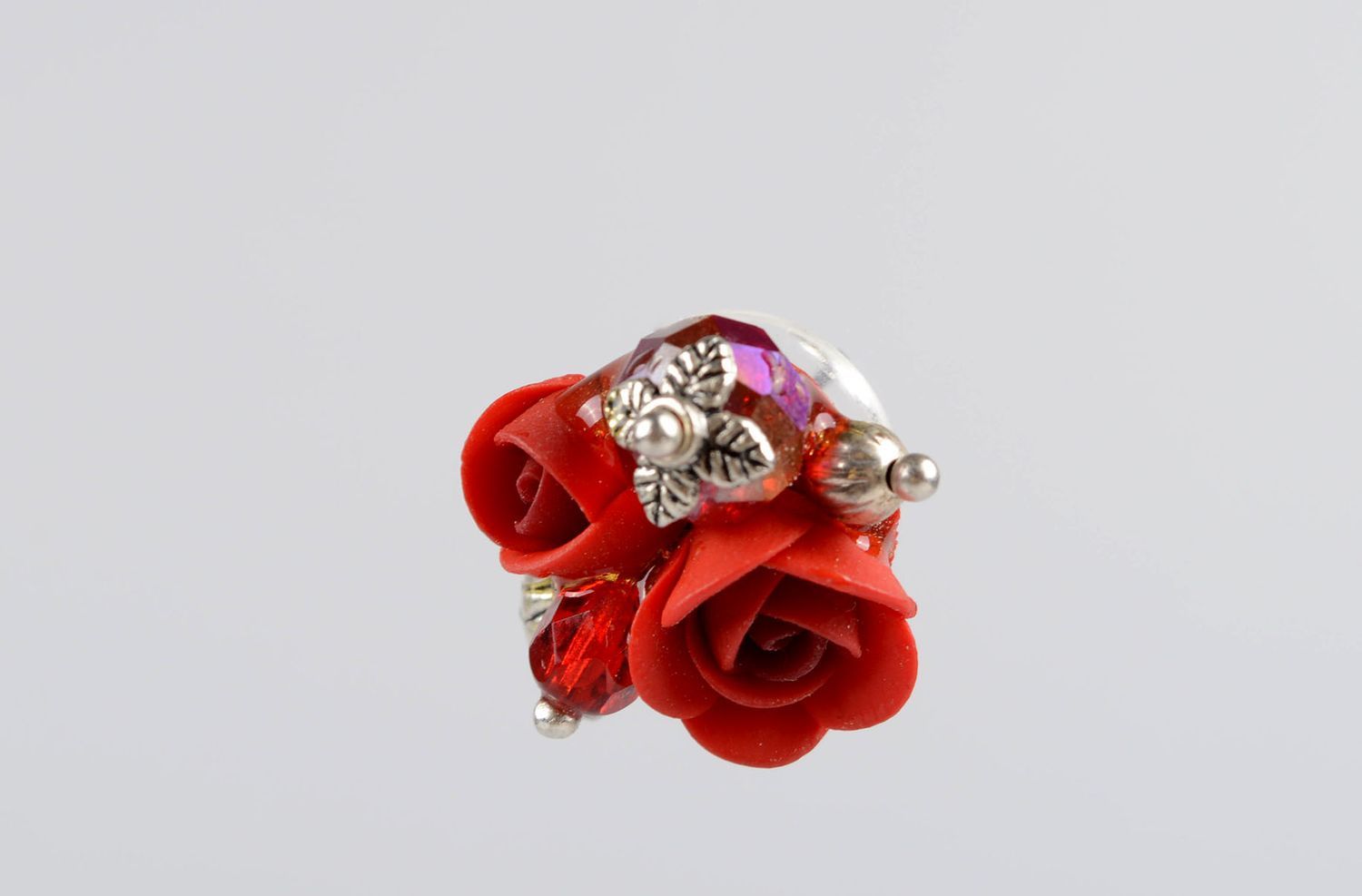 Handgemachte Blumen Ohrringe in Rot Polymer Schmuck Accessoire für Frauen schön foto 4