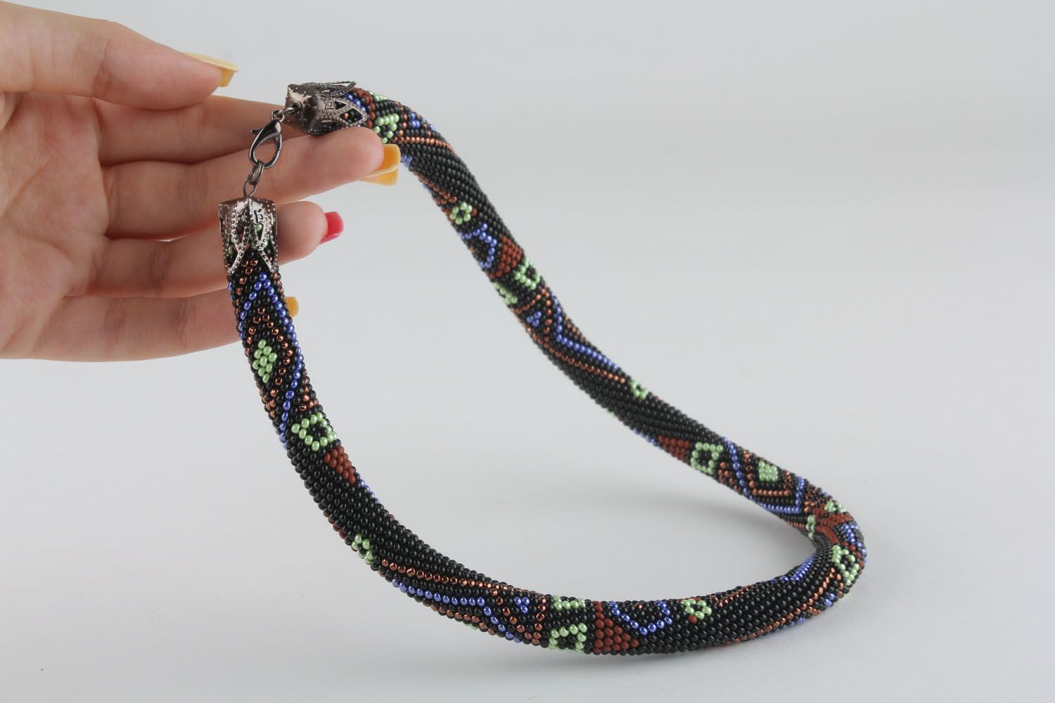 Unusual beaded cord necklace photo 4