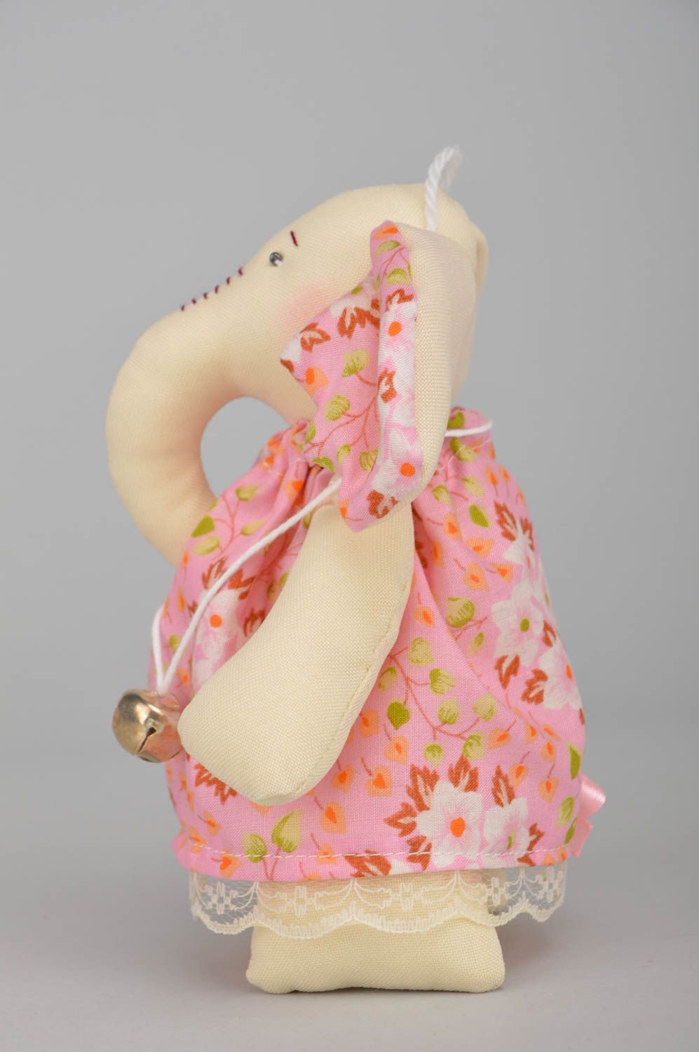 Künstlerisches Kuscheltier aus Stoff für Mädchen und Dekor Elefant handmade toll foto 4