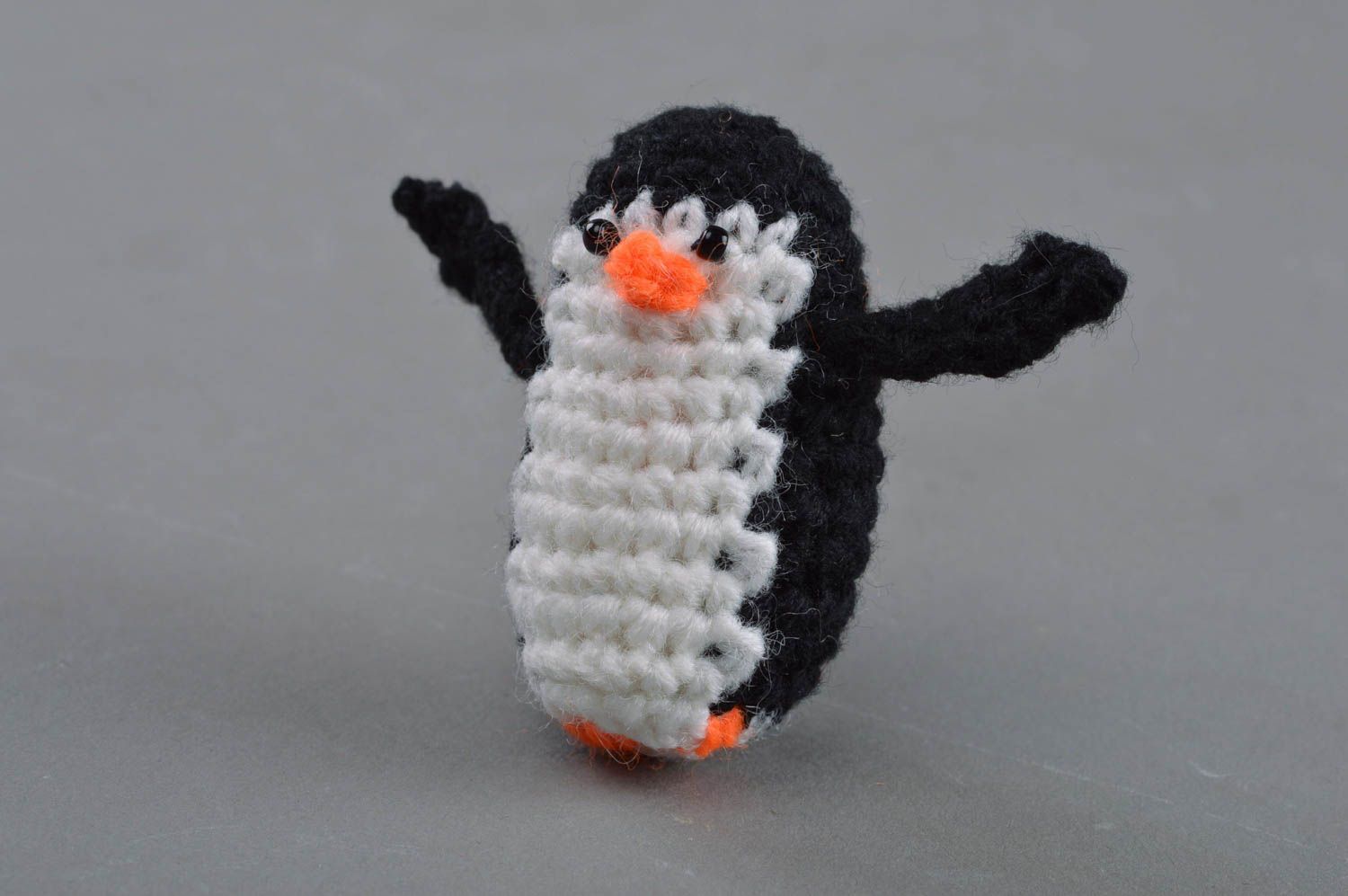 Unusual beautiful handmade crochet soft toy nice penguin for children photo 1