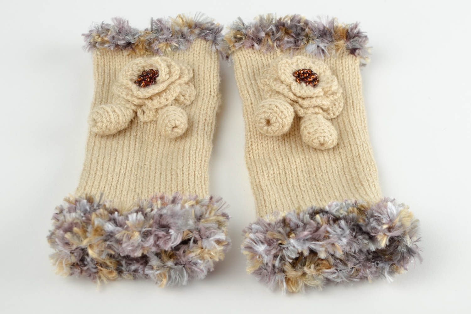 Handmade Stulpen gehäkelt Winter Accessoires Stulpen Handschuhe Damen Mode foto 4