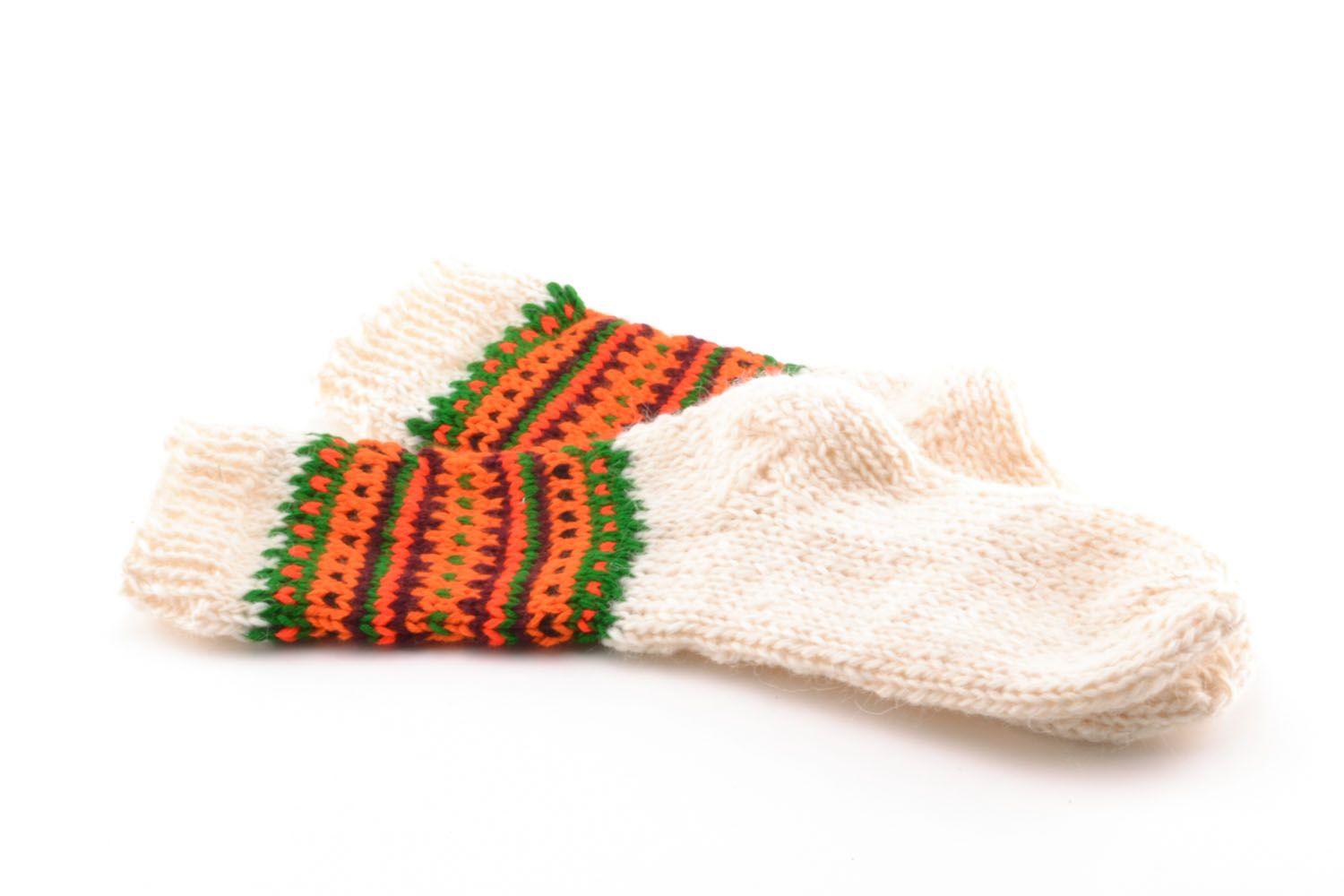 Chaussettes tricotées main en laine naturelle photo 4
