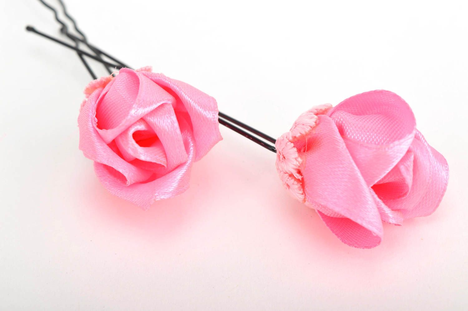 Blumen Haarnadeln handgemachter Schmuck Haar Accessoires Set 5 rosa Rosen  foto 3