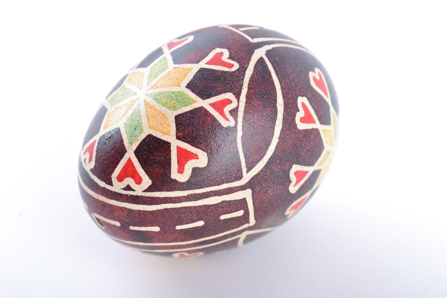 Oeuf de Pâques peint fait main motif en couleurs acryliques décoration de maison photo 4