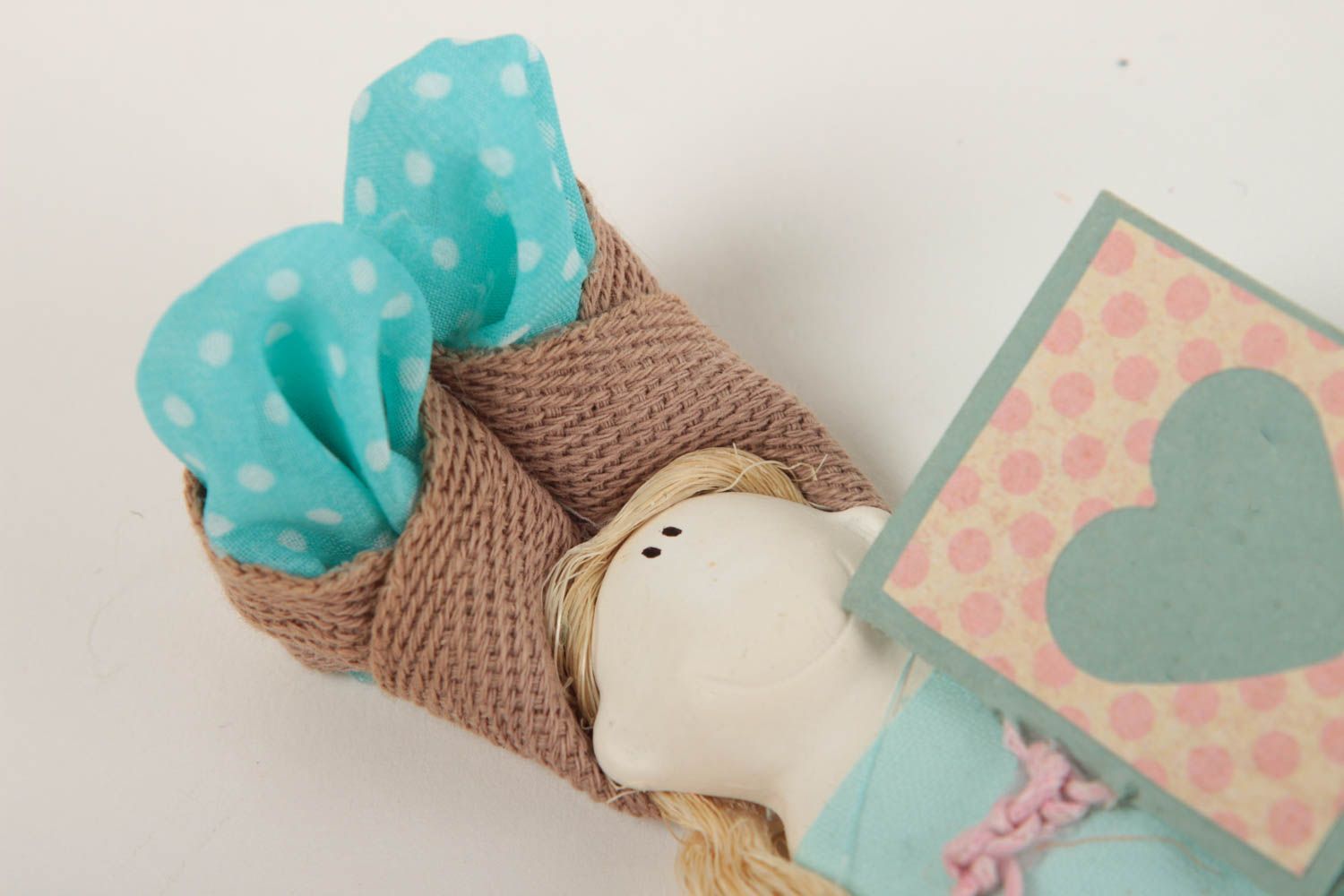 Handmade kleine Puppe Deko zum Aufhängen Designer Geschenk mit Grußkarte foto 3