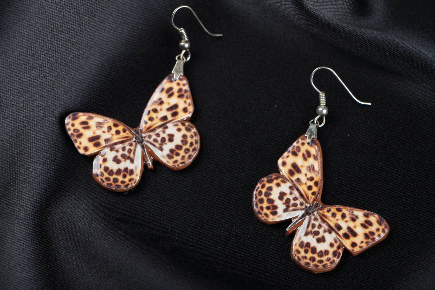 Earrings made of polymer clay Butterflies photo 1