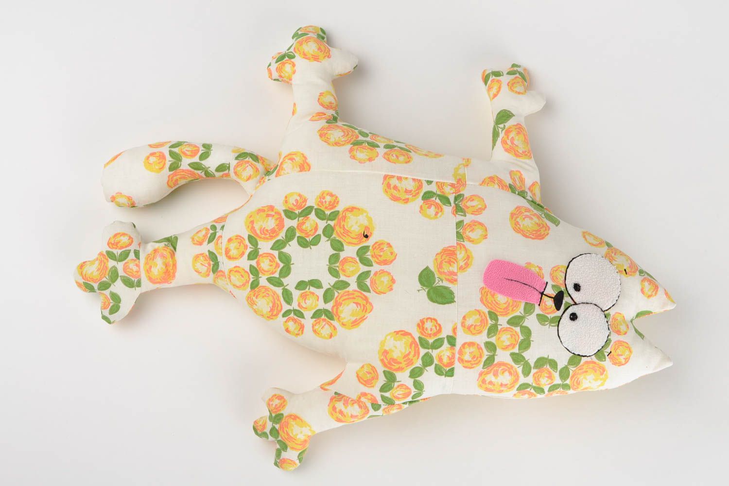 Игрушка-подушка ручной работы детская игрушка из ткани кот игрушка для детей фото 3