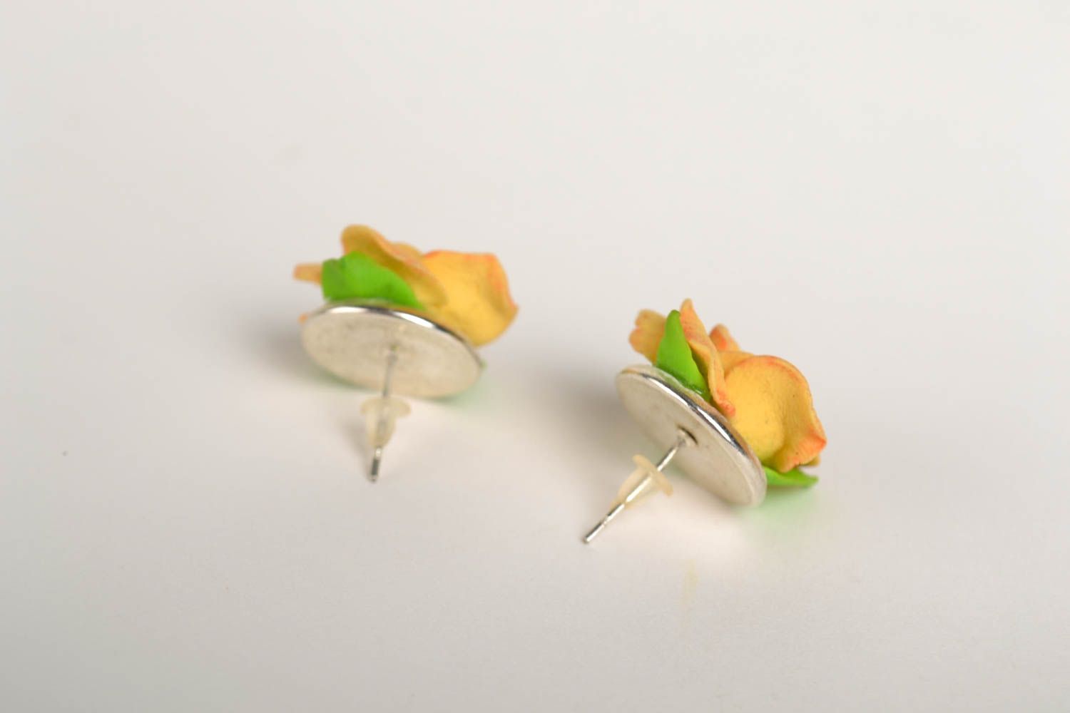 Handmade stud earrings flower earrings porcelain earrings fashion bijouterie  photo 3