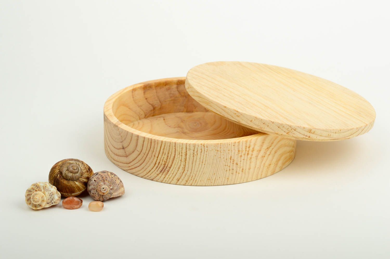 Boîte à bijoux faite main Coffret en bois à décorer rond Loisirs créatifs photo 1