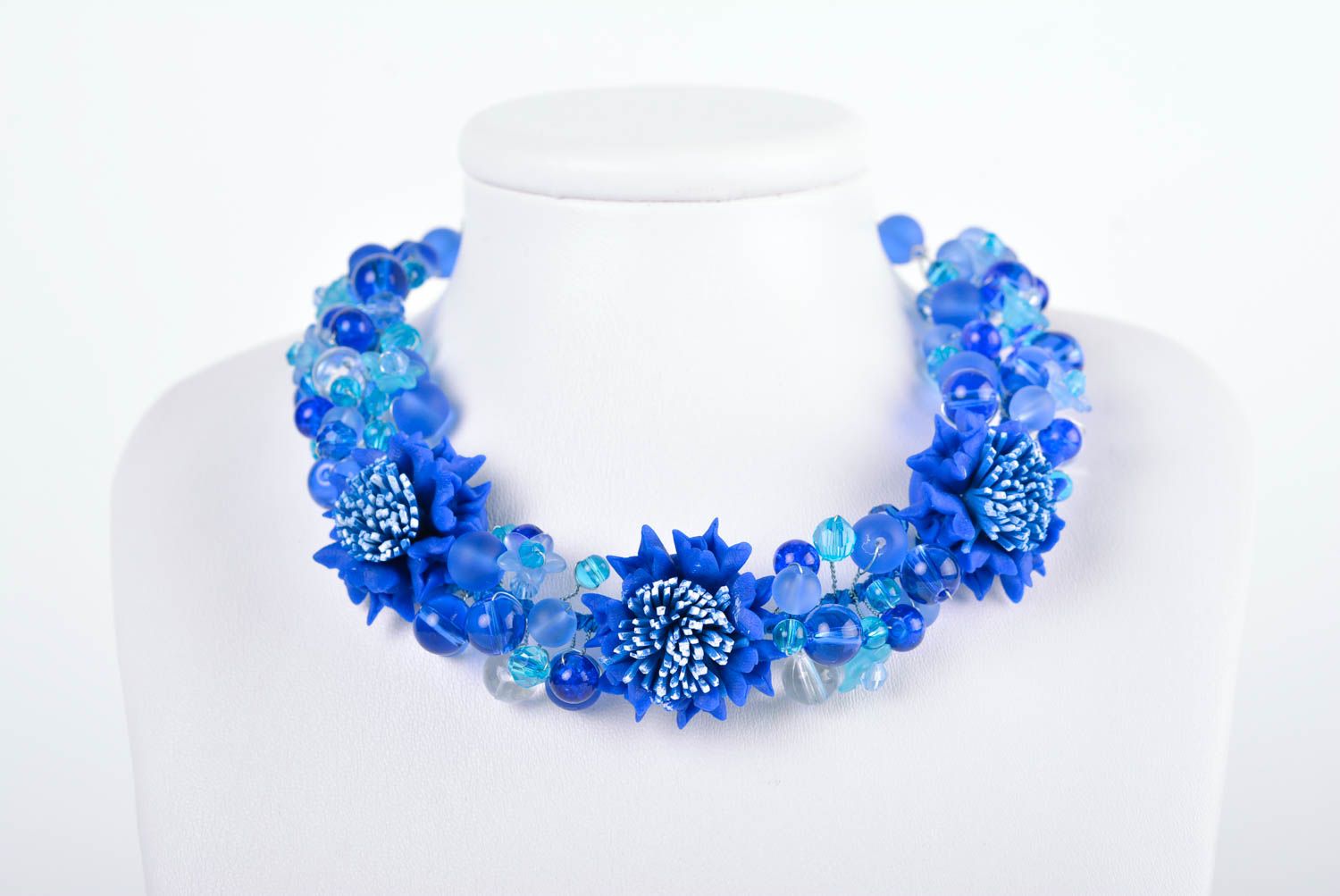 Handmade Damen Halskette Halsschmuck für Damen Schmuck Collier in Blau schön  foto 2