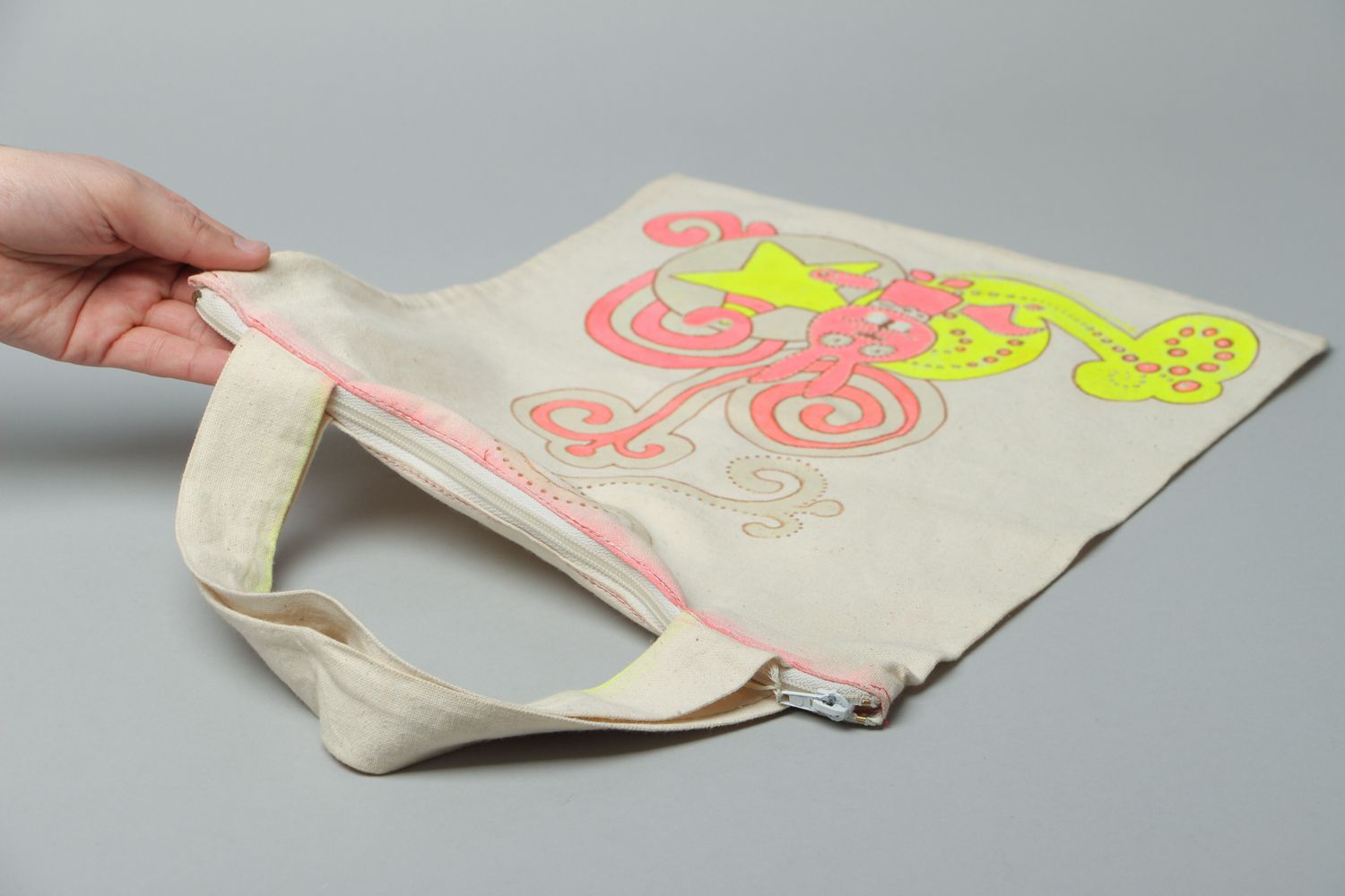 Женская сумка с росписью флуоресцентная на молнии фото 4