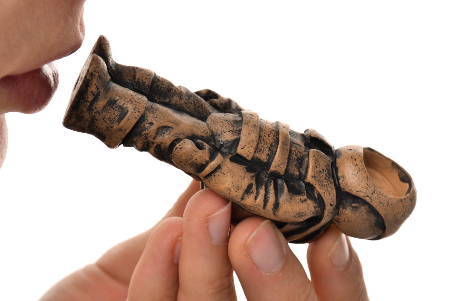 Pipa de barro hecha a mano original accesorio para fumador regalo para hombres foto 1