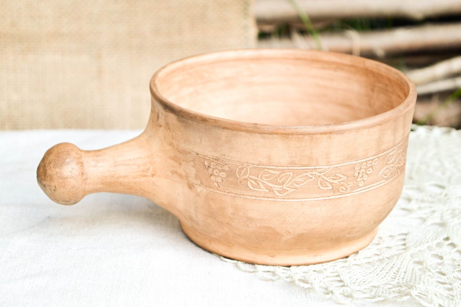 Ungewöhnlicher Teller Keramik handmade Suppen Terrine Teller braun für die Küche foto 1