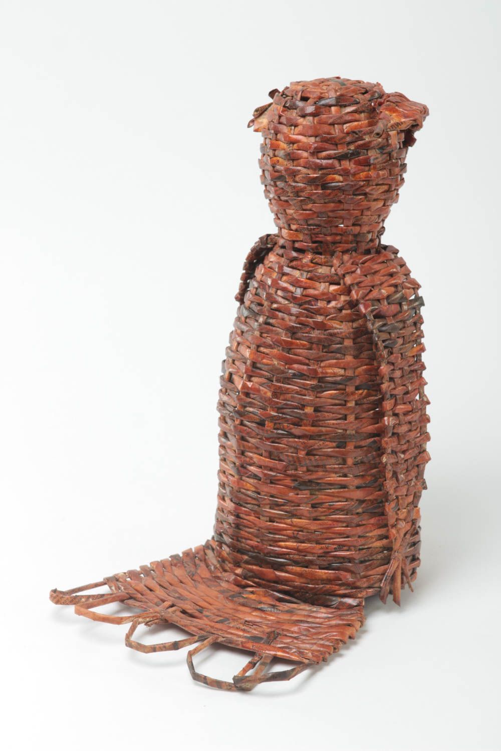 Beautiful handmade woven figurine newspaper craft gift ideas decorative use only photo 4