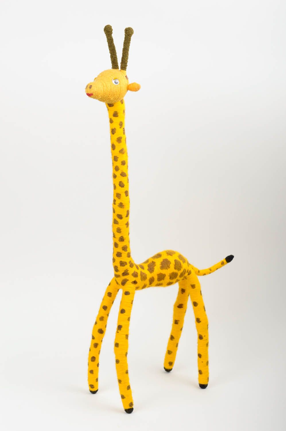 Jouet girafe Peluche faite main jaune mignon en fils de laine Cadeau original photo 1
