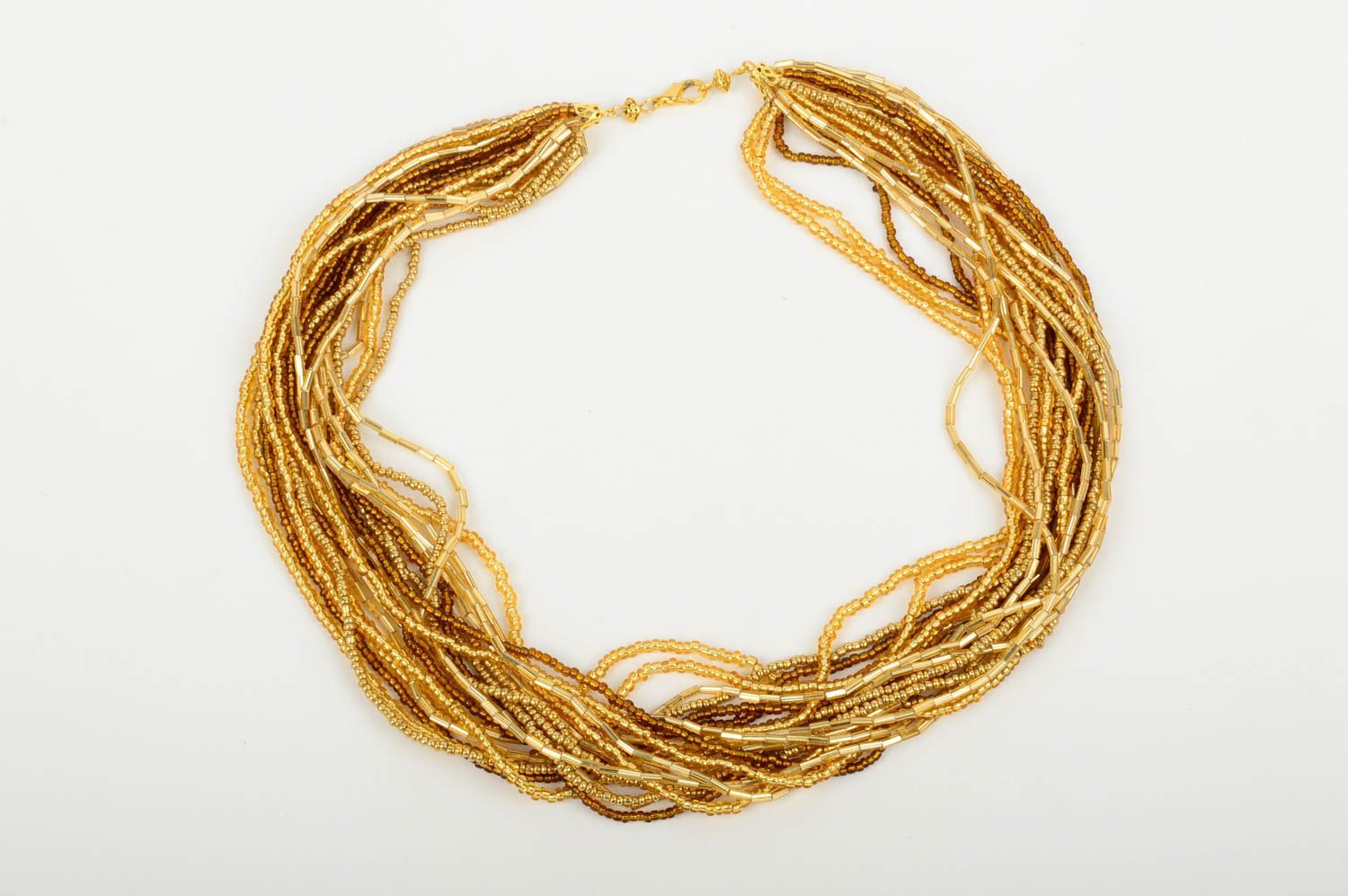 Колье из бисера украшение ручной работы ожерелье из бисера золото Эльдорадо фото 2