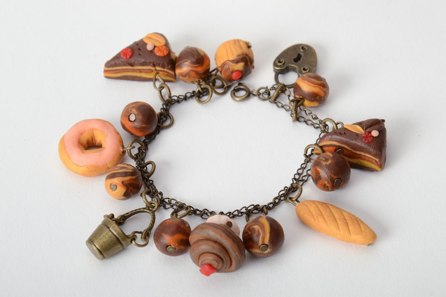 Donat, cake beads charm wrist bracelet unisex for kids  photo 1