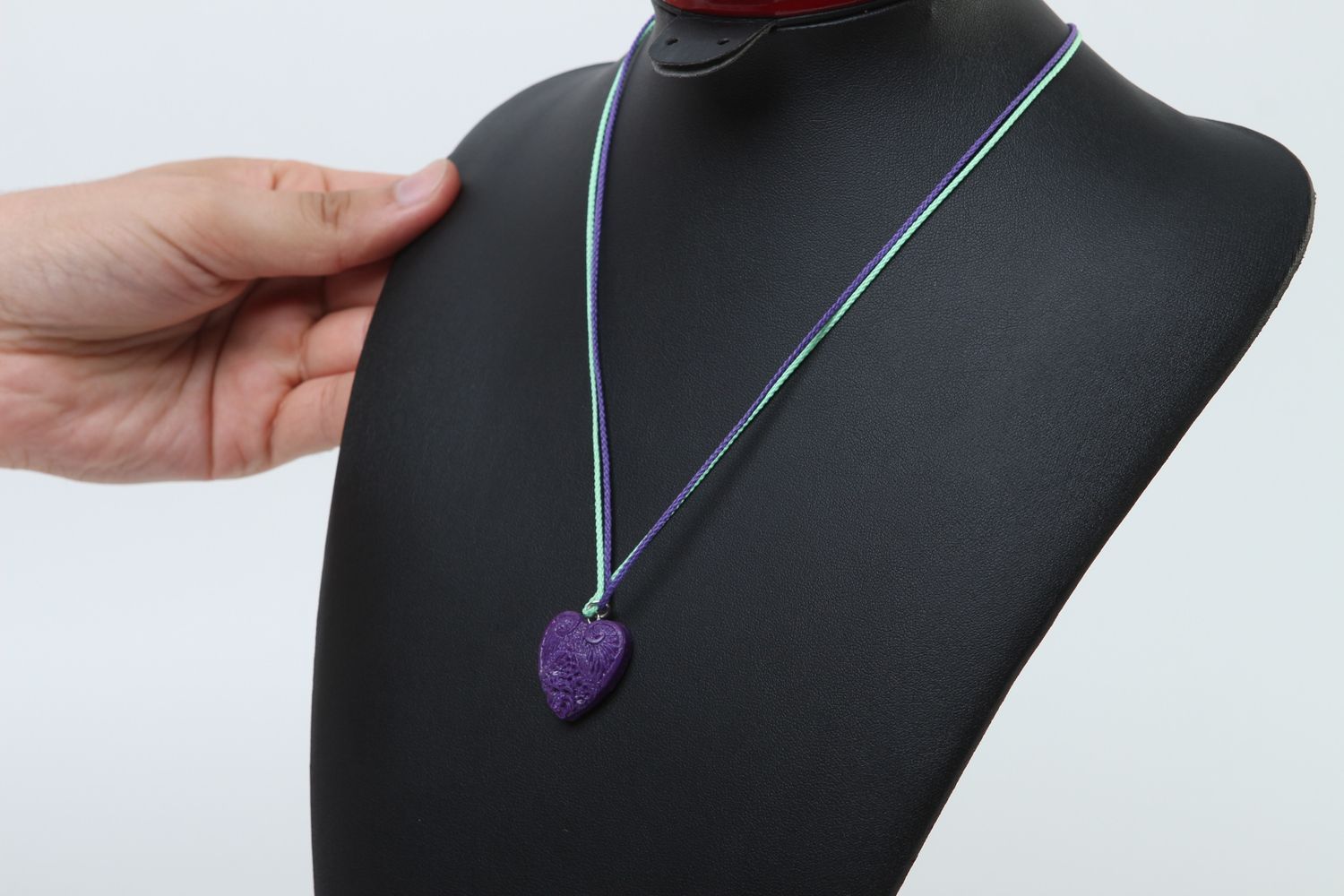 Handmade plastic pendant polymer clay jewelry stylish pendant with heart photo 2
