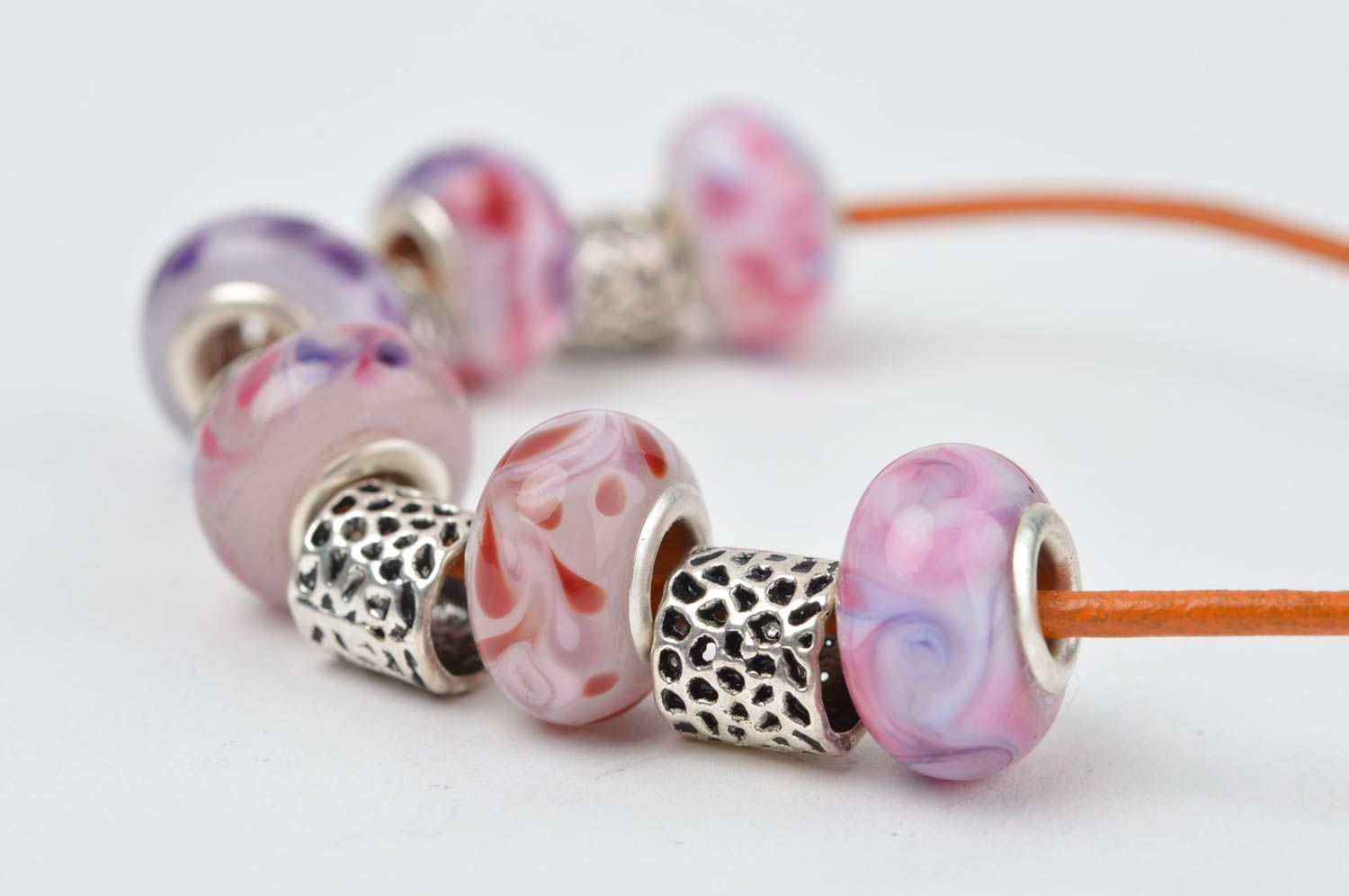 Handmade glass beaded necklace lampwork pendant elegant pendant glass beads photo 2