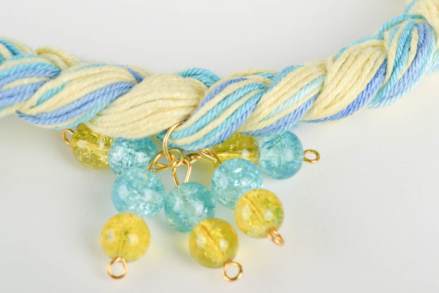 Designer textile jewelry handmade stylish necklace made of cotton threads photo 3