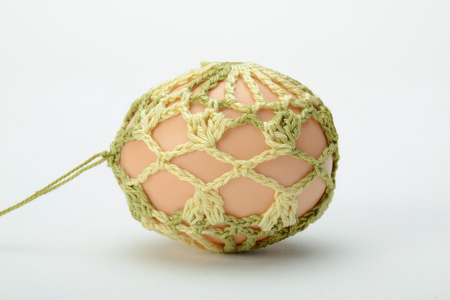 Homemade decorative Easter egg pendant crochet over with threads photo 4