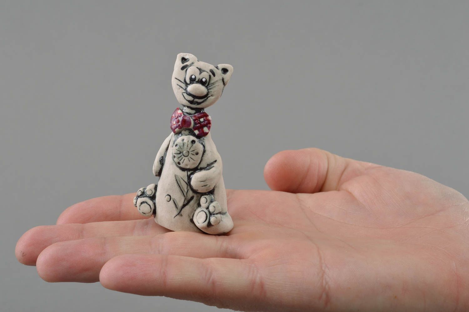 Figurine chat en porcelaine peinte de glaçure et acrylique faite main décorative photo 4