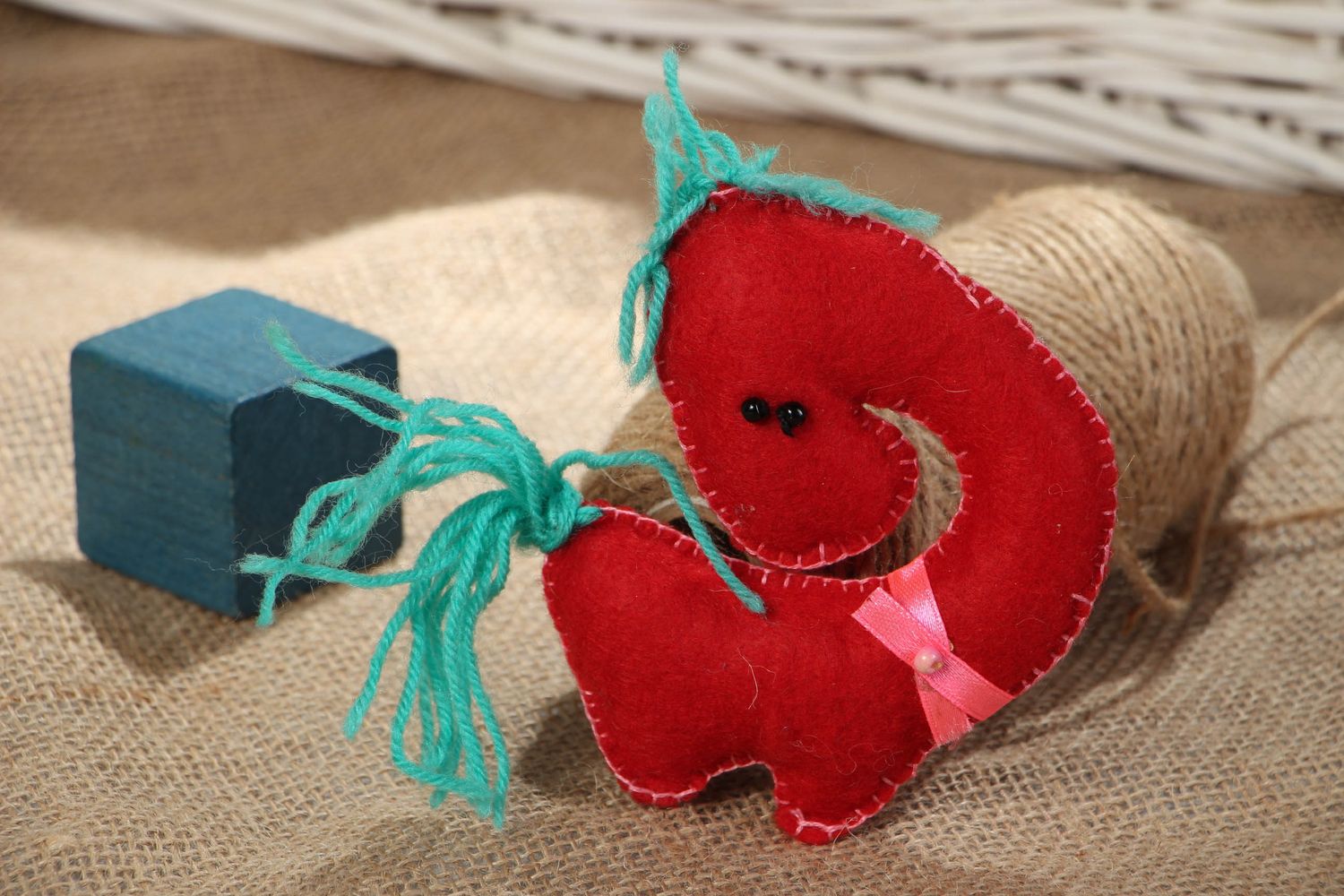 Handmade soft toy Red Horse photo 5