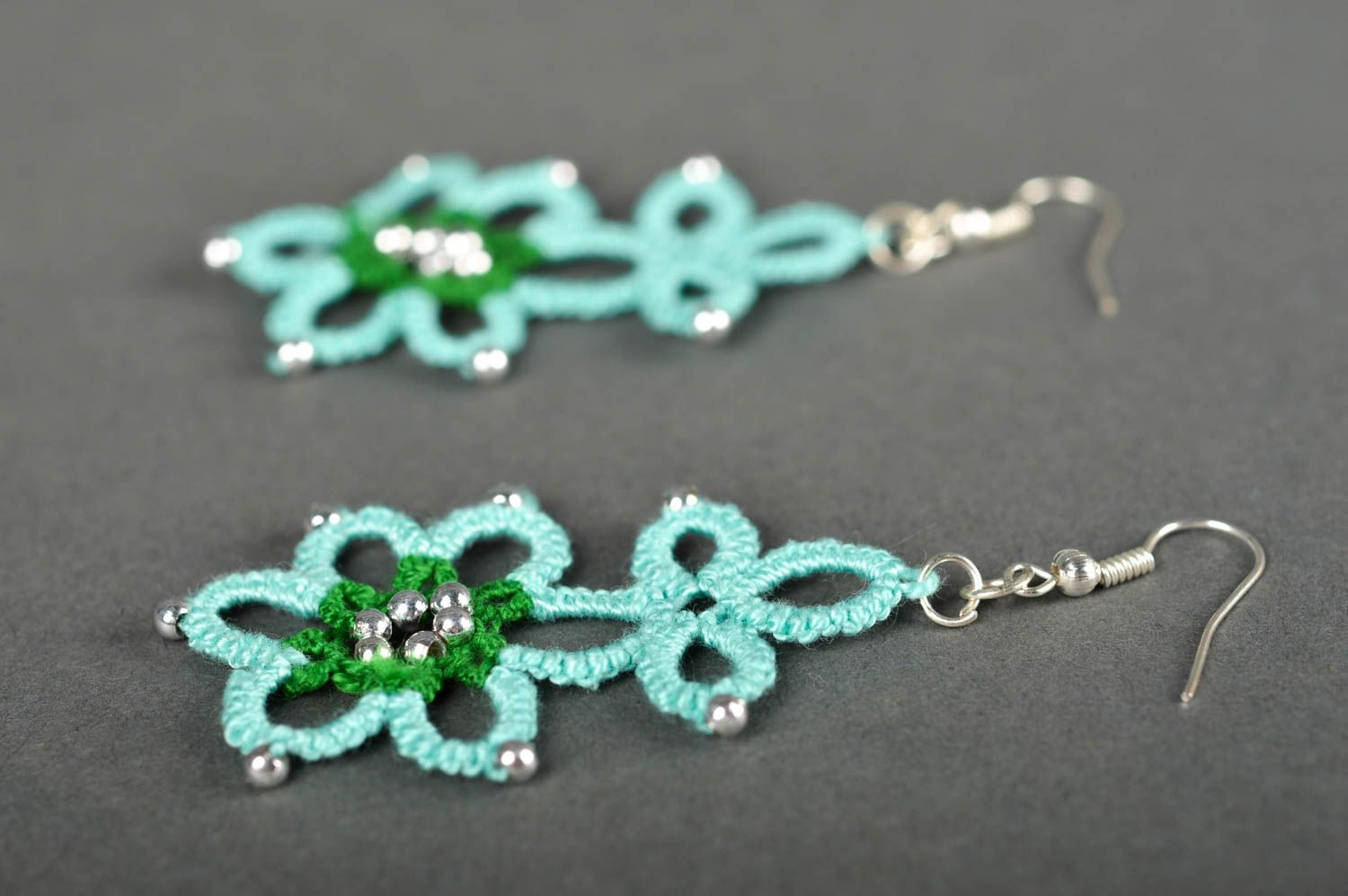 Unusual handmade textile earrings woven flower earrings trendy jewelry designs photo 3