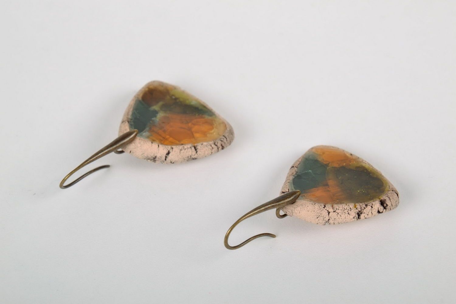 Ceramic earrings with glass parts photo 2