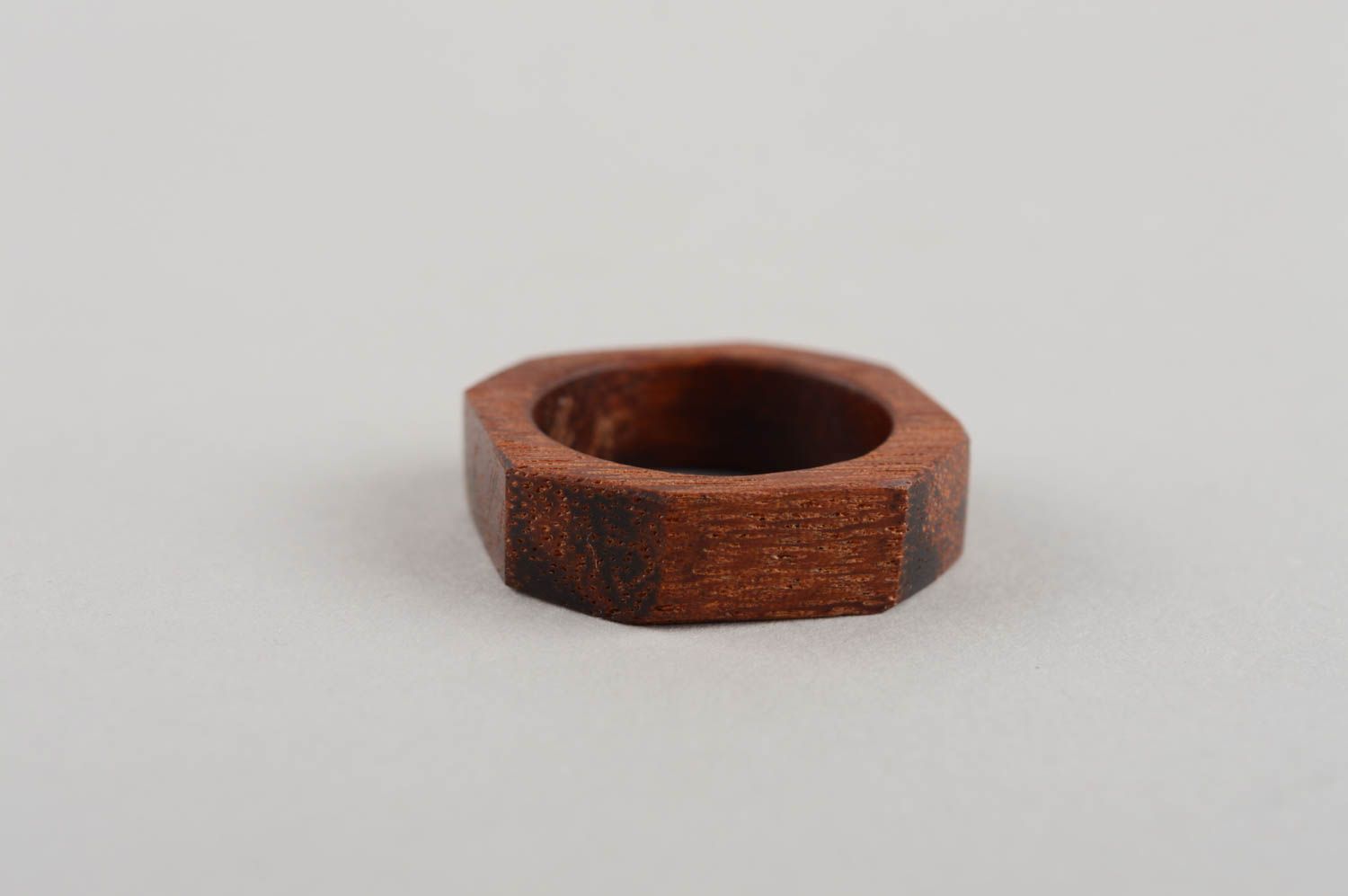 Handmade cute unusual designer accessory ring screw made of natural wood photo 5