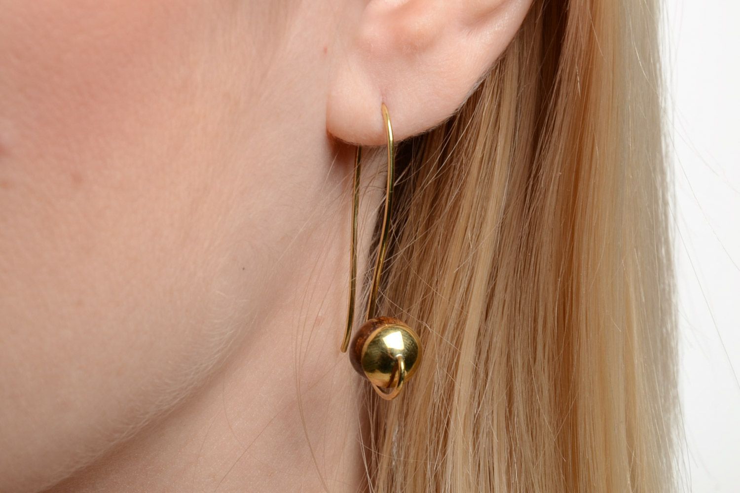 Handmade long designer earrings with ceramics bead and latten fittings photo 5