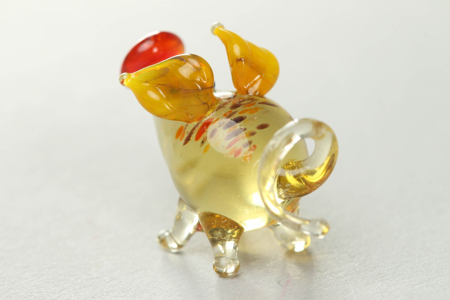 Figurine miniature en verre faite main Cochon photo 3