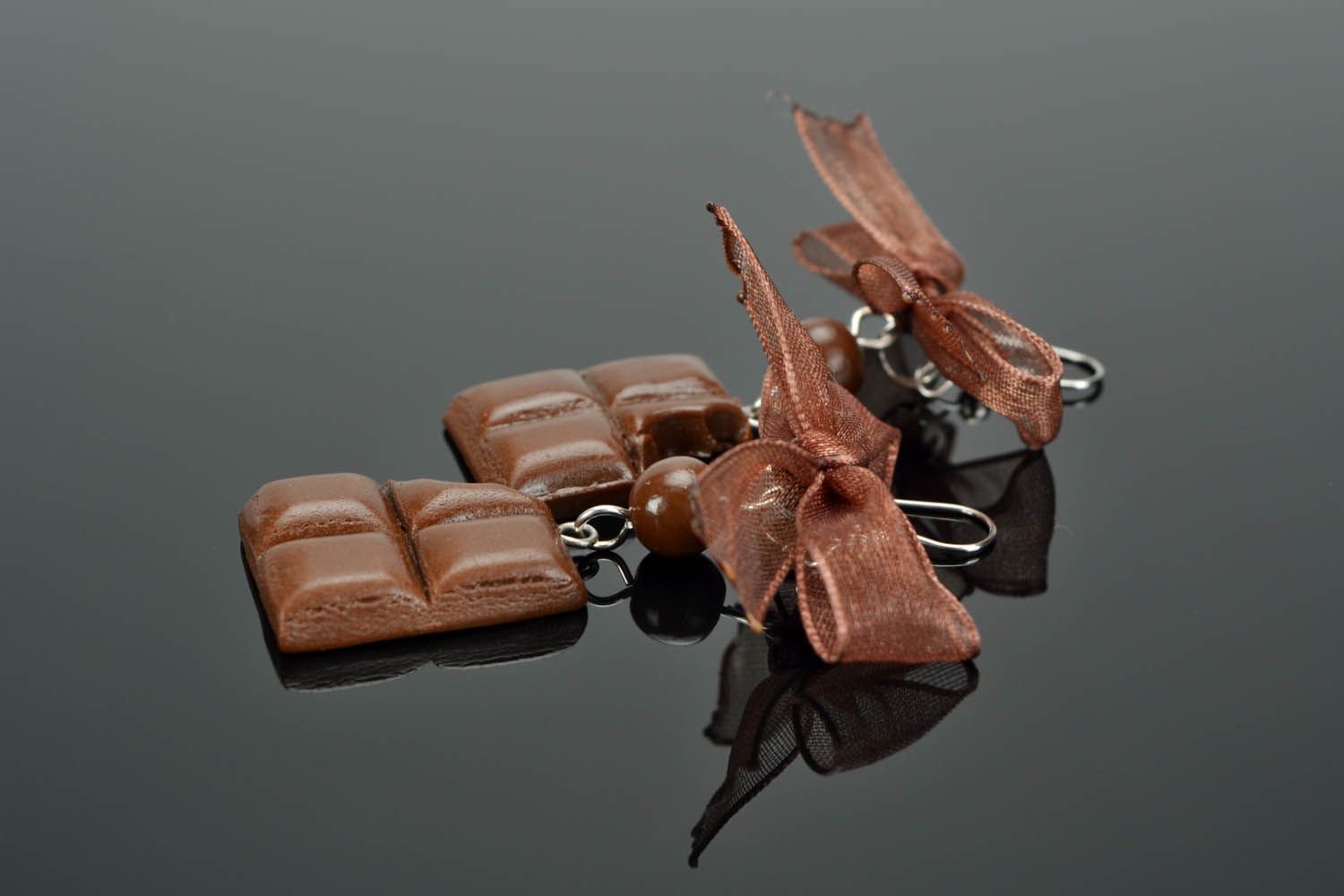 Серьги-подвески из полимерной глины Шоколадки фото 1