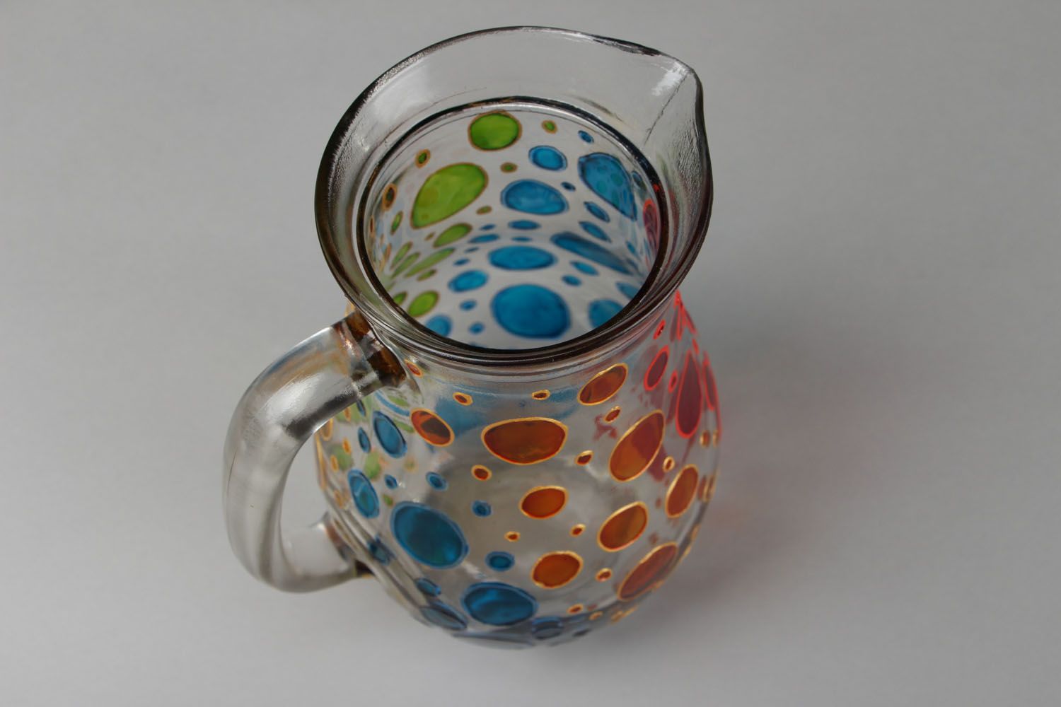 Cruche en verre faite main originale vaisselle peinte design pour maison photo 2