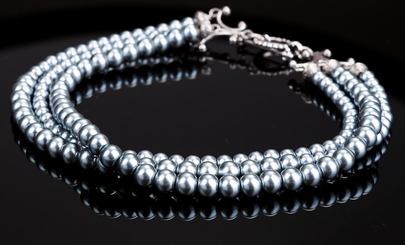 Ceramic pearl necklace, handmade photo 2