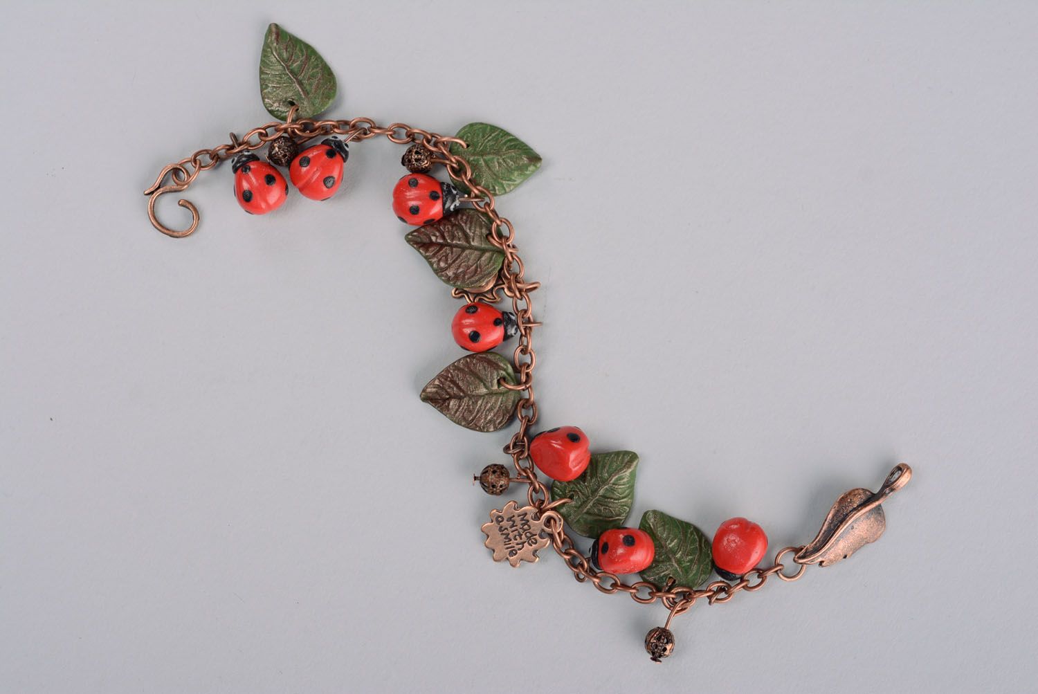 Polymer clay bracelet Ladybugs photo 1