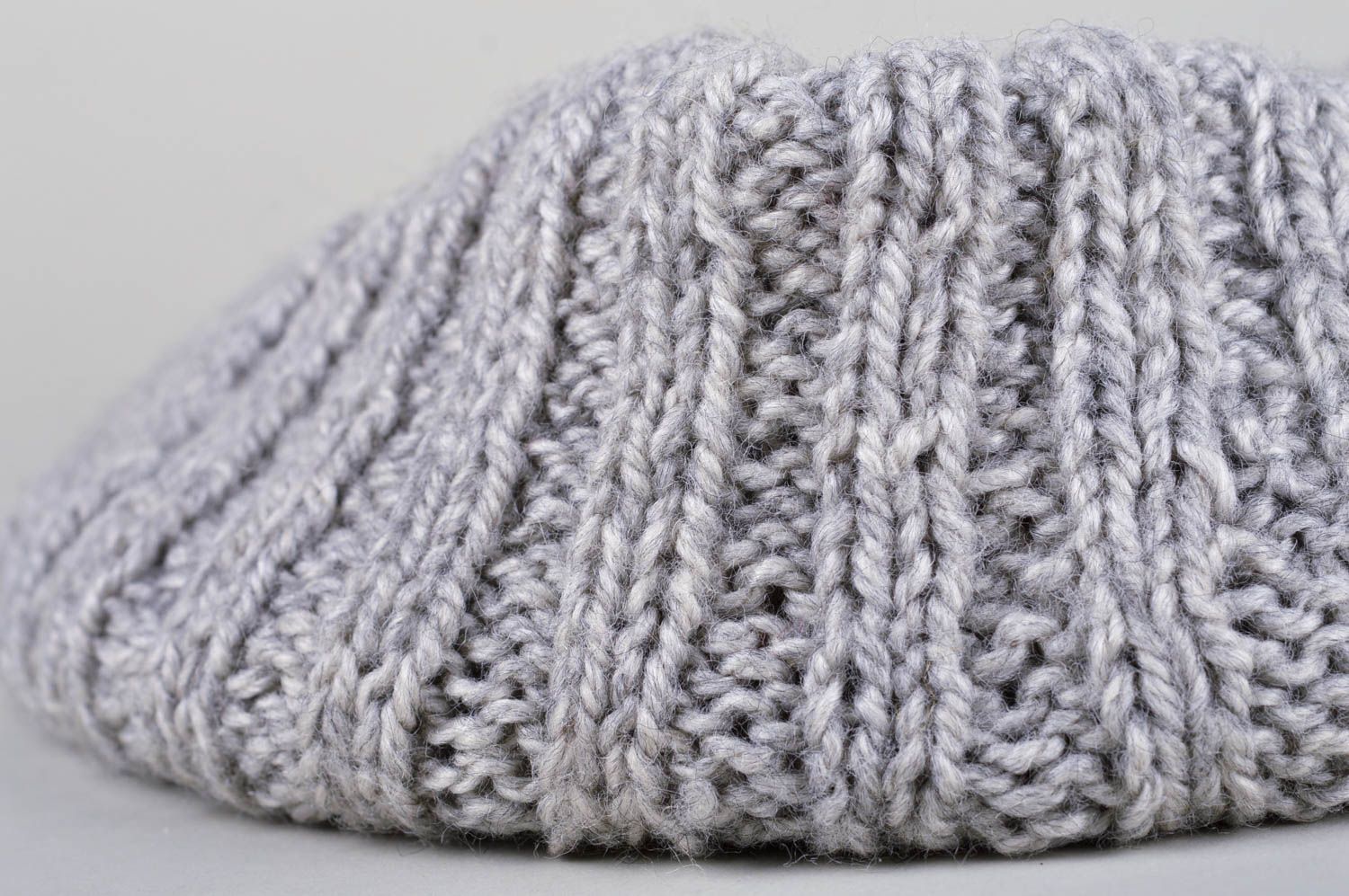 Snood tricot Écharpe tube fait main gris chaud en fils de laine Accessoire femme photo 4