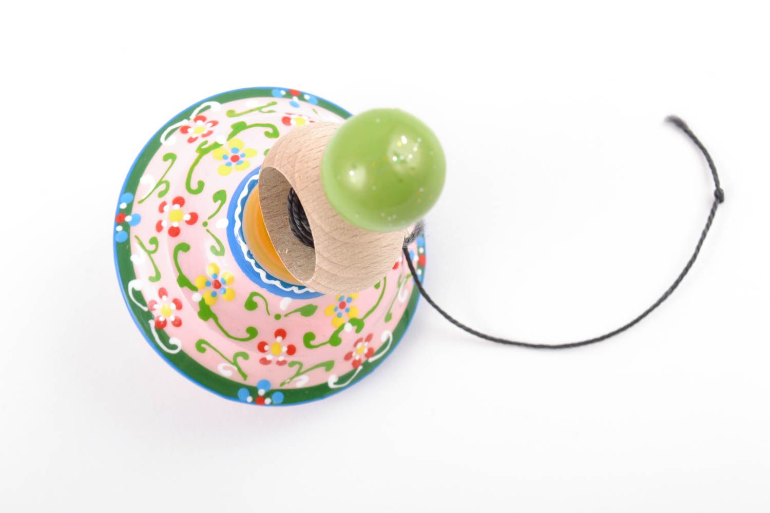 Künstlerisches Spielzeug Kreisel aus Holz mit Öko Farben bemalt handmade foto 3