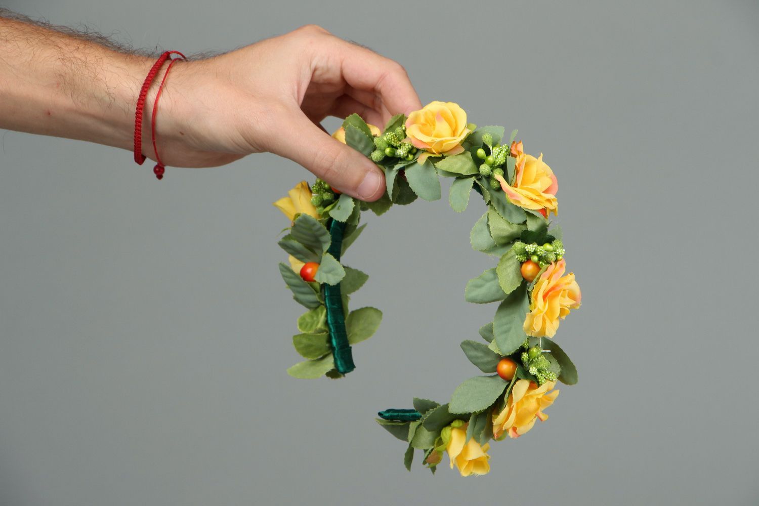 Serre-tête fleurs avec roses jaunes Diana photo 5