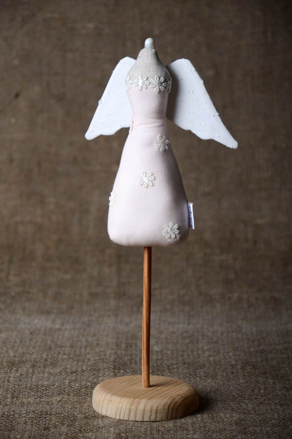 Handmade Engel Puppe Deko Figur Wohnzimmer Deko originell aus Stoff mit Ständer  foto 1