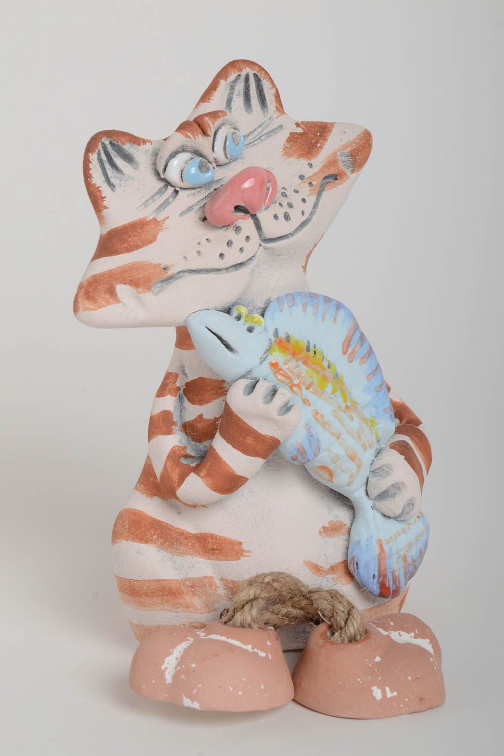 Tirelire chat faite main Figurine animal céramique Cadeau original pour enfant photo 2