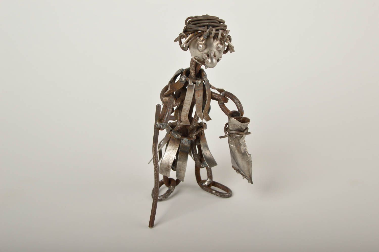 Decoro da casa fatto a mano figurina simpatica a forma di vecchio di metallo foto 2