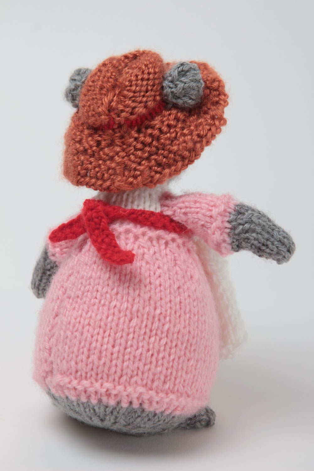 Jouet enfant Peluche tricotée fait main en forme de souris Cadeau original décor photo 4