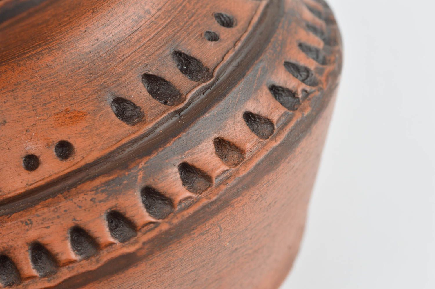 Tarro de barro hecho a mano original estiloso vasija de barro cerámica artesanal foto 5