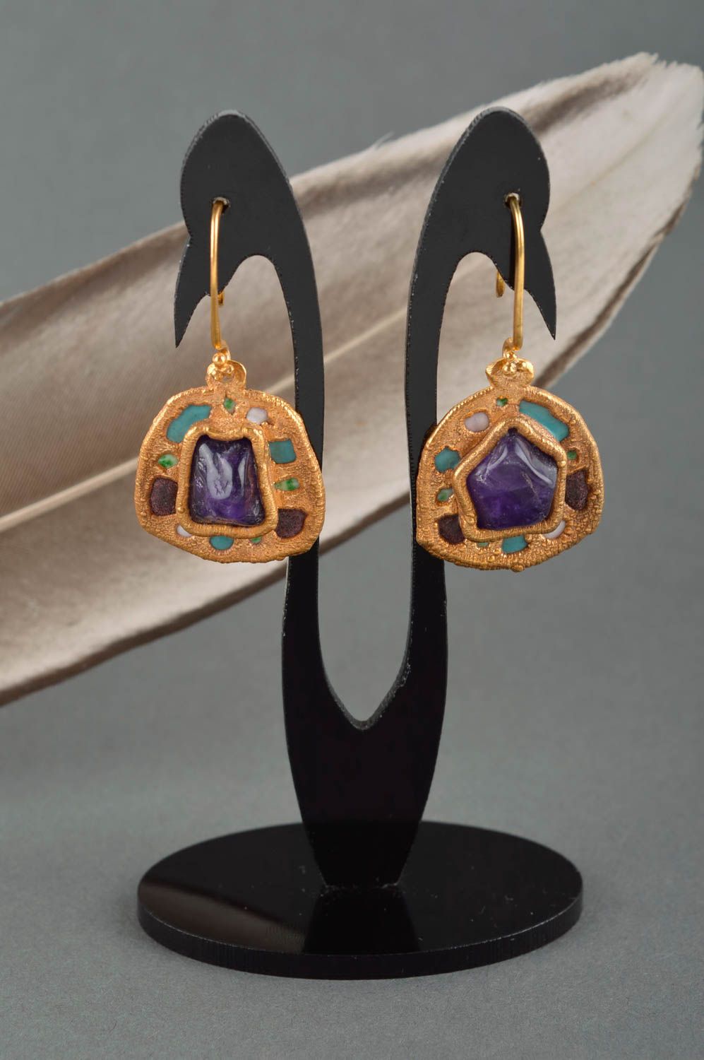 Beautiful handmade gemstone earrings copper earrings metal jewelry designs photo 1