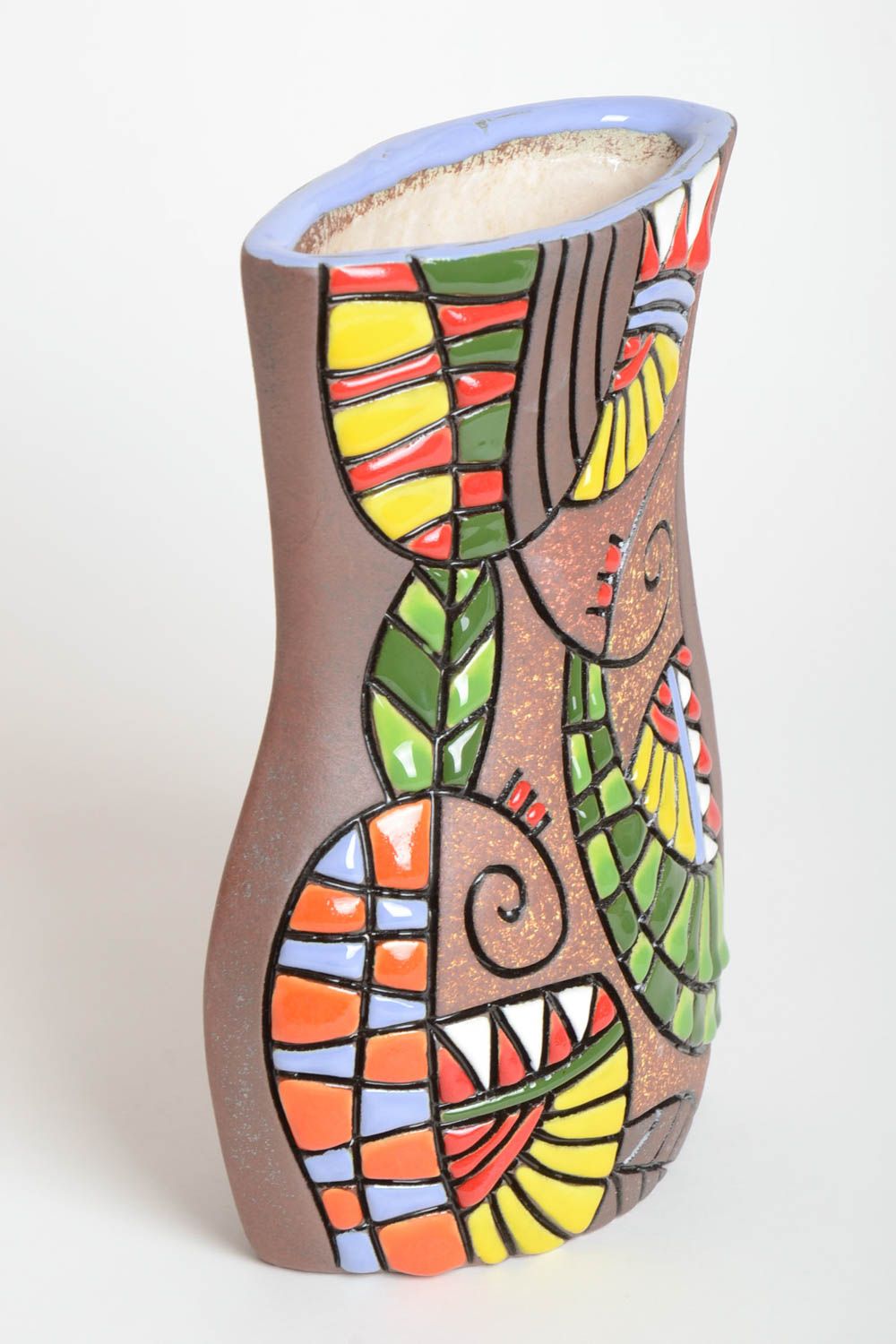 Vase argile fait main Déco maison à fleurs écologique design Cadeau original photo 2