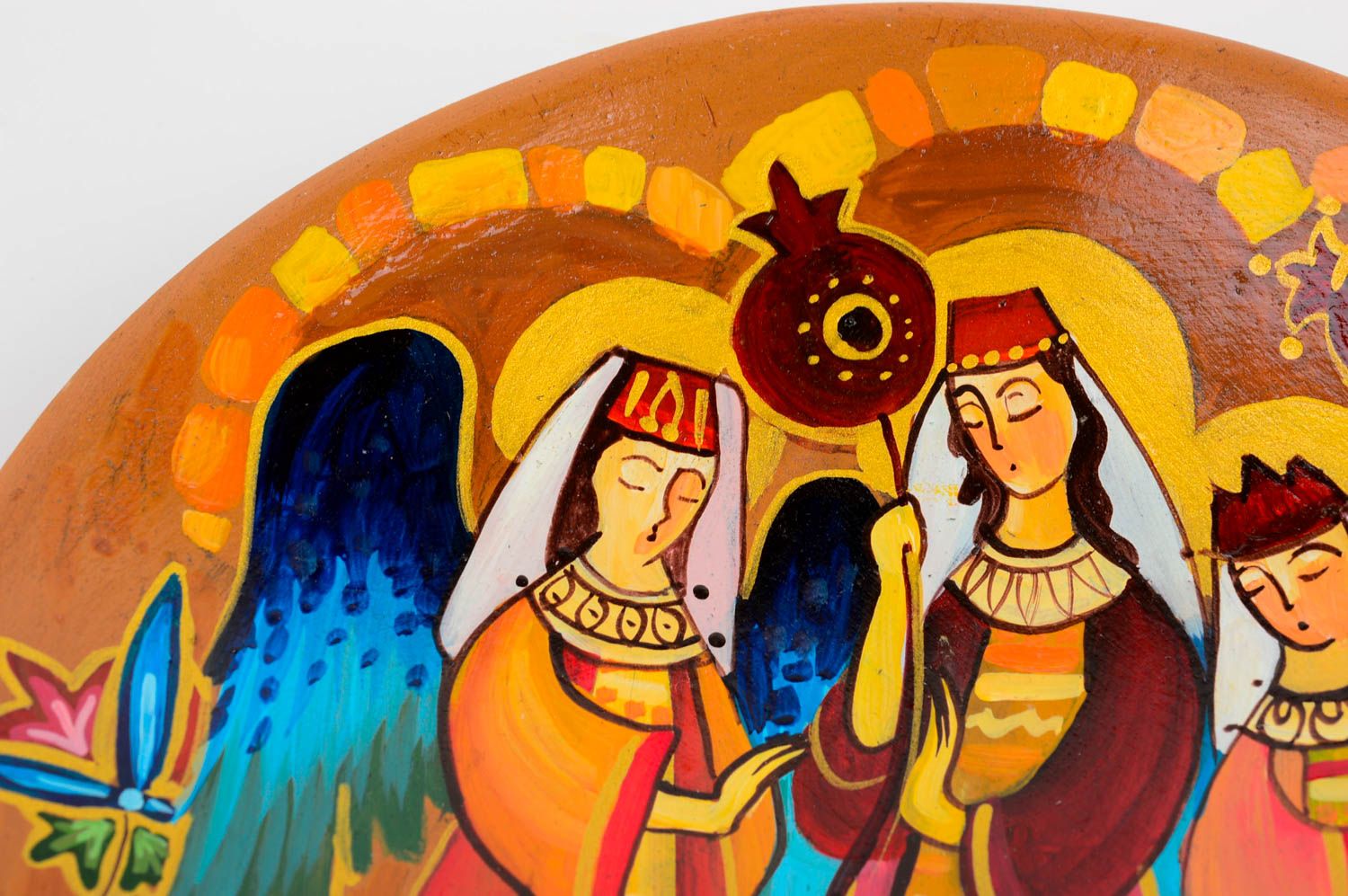 Plato de cerámica étnico hecho a mano decoración de pared regalo original foto 3