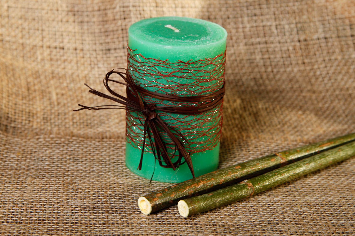 Handmade dekorative Kerze smaragdgrüne schöne Kerze aus Paraffin Haus Deko  foto 1