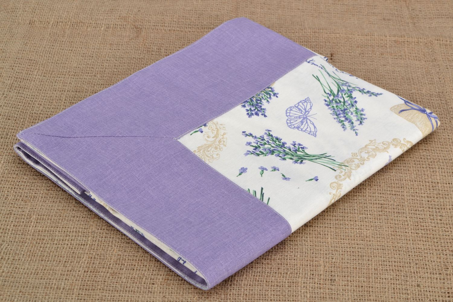 Grande nappe rectangulaire avec impression florale violette faite main photo 4